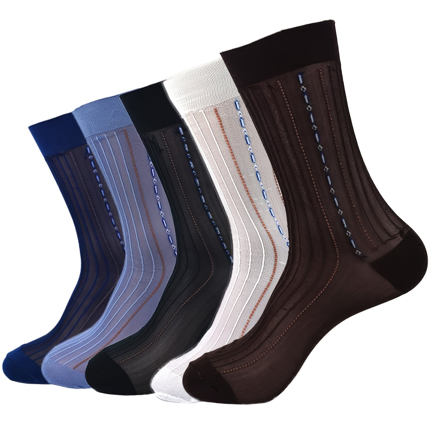 5 Men's Ultra-Thin Sheer Dress Socks - Breathable and Comfortable for Casual & Business Wear