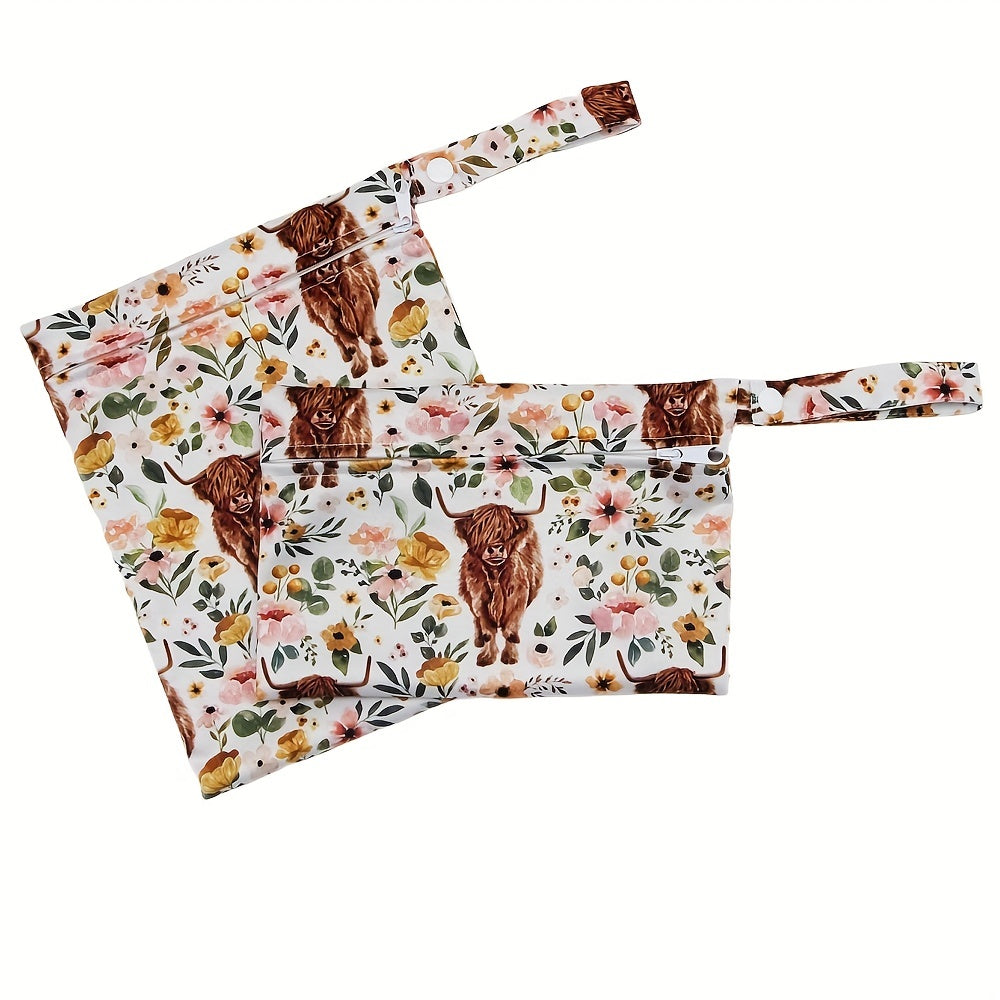 Set of 2 Soft, Adorable Cow Print Wet Bags - Perfect for Diapers - Great Christmas, Halloween, or Thanksgiving Gift