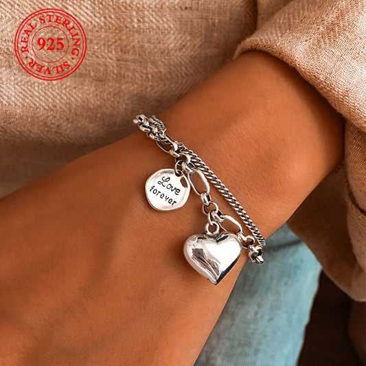 Stylish Double Layer Bracelet with Vintage Charm - 925 Sterling Silver, Ideal for Everyday Wear or Gifting