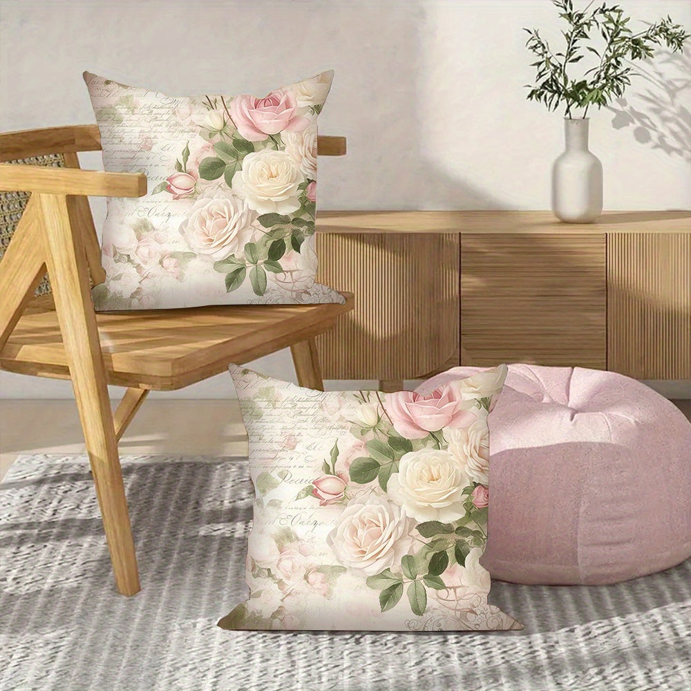 Set of 2 Floral Art Throw Pillow Covers made from soft polyester, perfect for your sofa and bedroom. These square cushion cases are machine washable and do not include inserts.