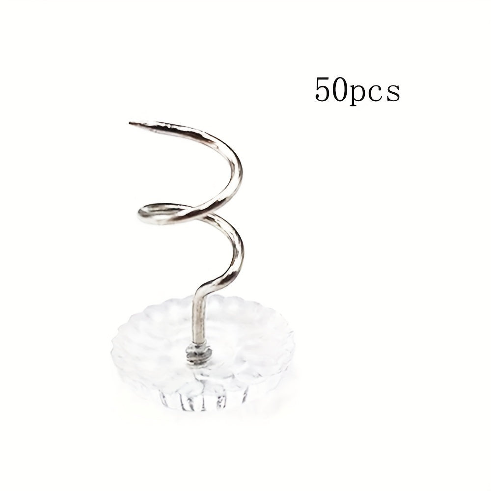 Spiral Fasteners for Bed Skirt - Transparent - Dimensions: 1.5cm x 1cm - Ideal for Securing Bed Skirts.