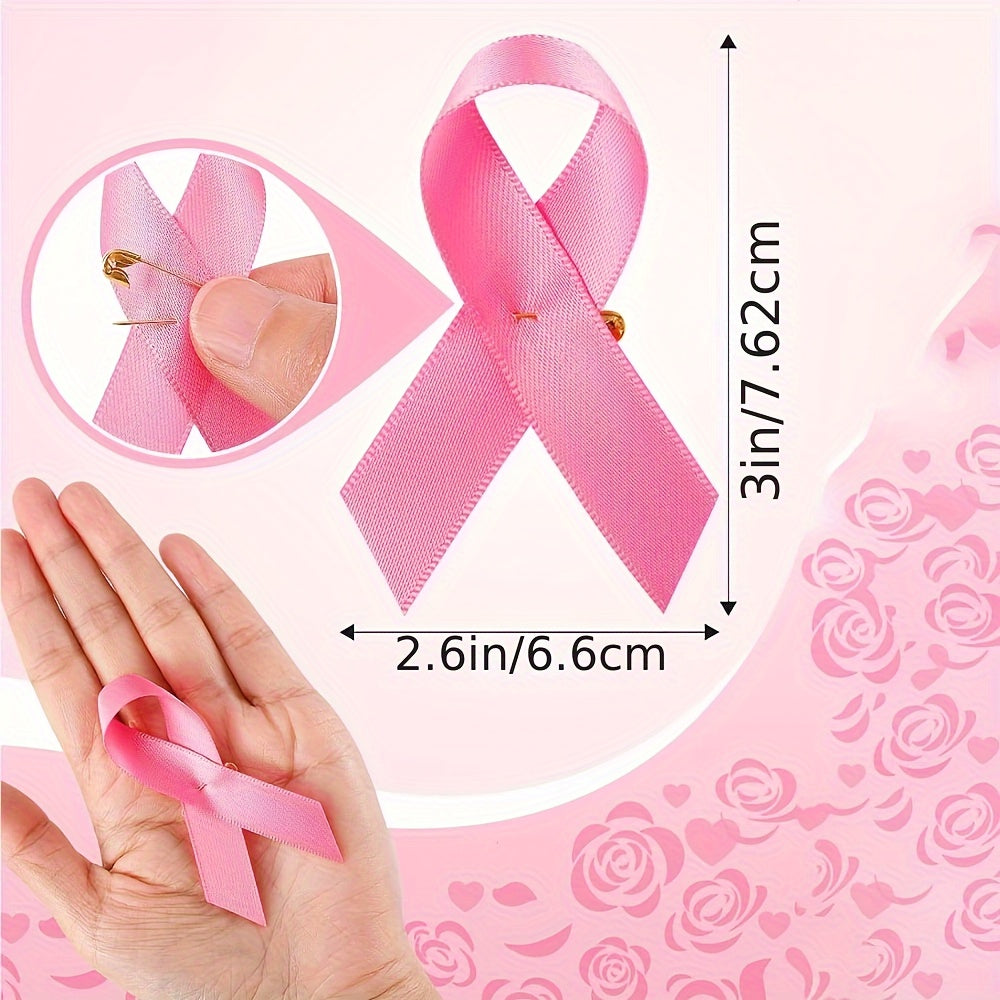 Set of 50 Pink Ribbon Awareness Pins - Perfect for Fundraisers, Survivor Events, Parties, and Nursing Staff