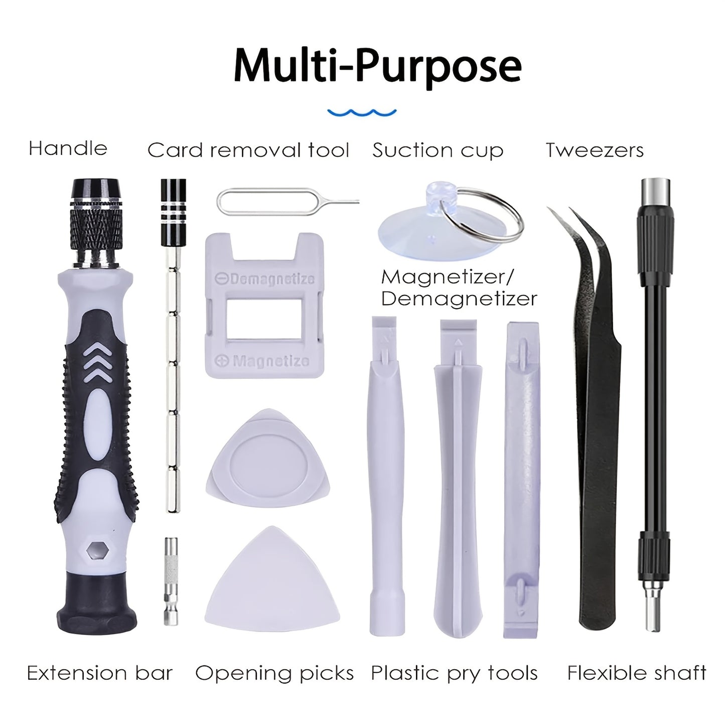 115-in-1 Precision Screwdriver Set with Magnetic Repair Tool Kit for Phones, Laptops, Watches, and Electronics. Ergonomic handle, Chrome Vanadium Steel, Silvery Gray, Shockproof, includes