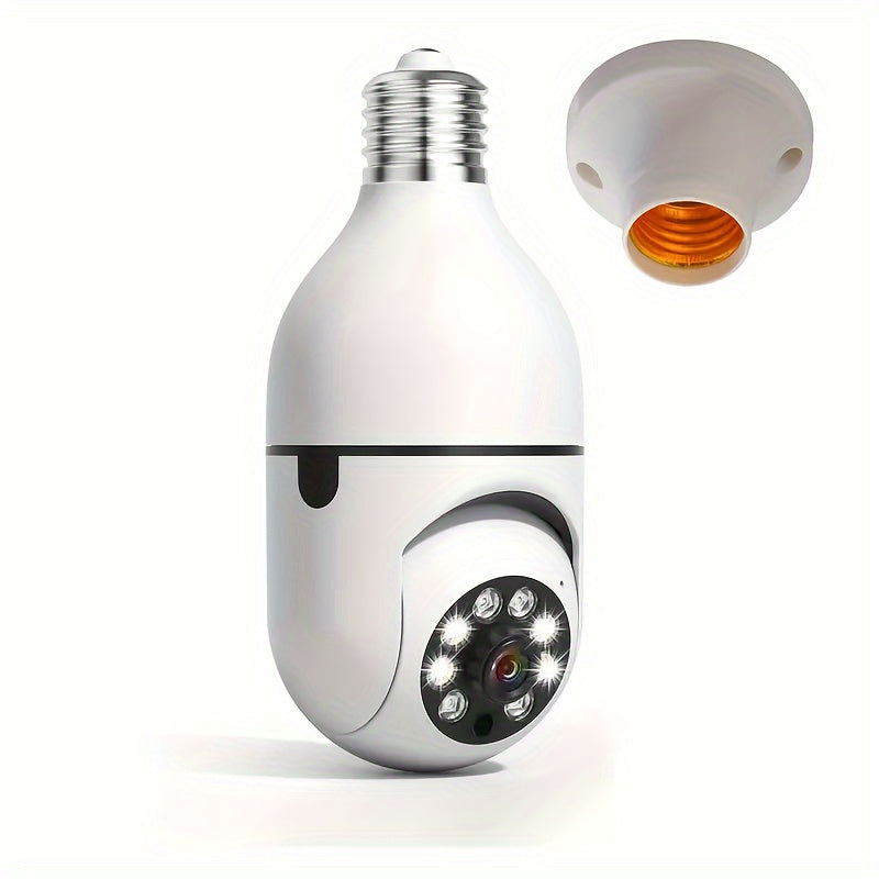 2.4GHz WiFi HD E27 Bulb Camera Featuring Automatic Tracking, Black-White Night Vision, and Two-Way Audio Communication