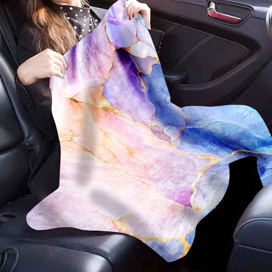 Flannel Blanket with Marble Pattern Digital Print, Modern Design in Various Colors, Made of Polyester, Suitable for All Seasons, Lightweight at 200-250g per Square, Featuring Dobby Weave, Simple and Elegant Design with No Extra Details, Ideal for Home