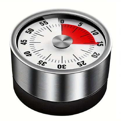 Durable Stainless Steel Kitchen Timer - No Batteries Required, Ideal for Cooking, Work, and Baking