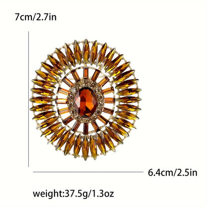 Opulent Red Crystal Brooch featuring Marquise Shapes - A Stylish and Confident Fashion Accessory for Women