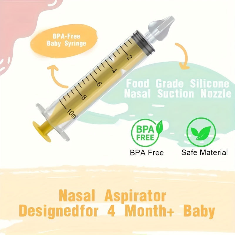 Set of 4 Baby Nasal Aspirators - Includes 10ml Silicone Irrigator Syringes for Infants aged 0-3 Years - Gentle Nose Cleaning and Rhinitis Flushing Devices