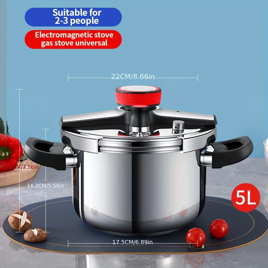 Compact Stainless Steel Pressure Cooker with Secure Latch - Effortless Lid Release, Small Size, Traditional Pressure Pot for Fast Meal Prep.