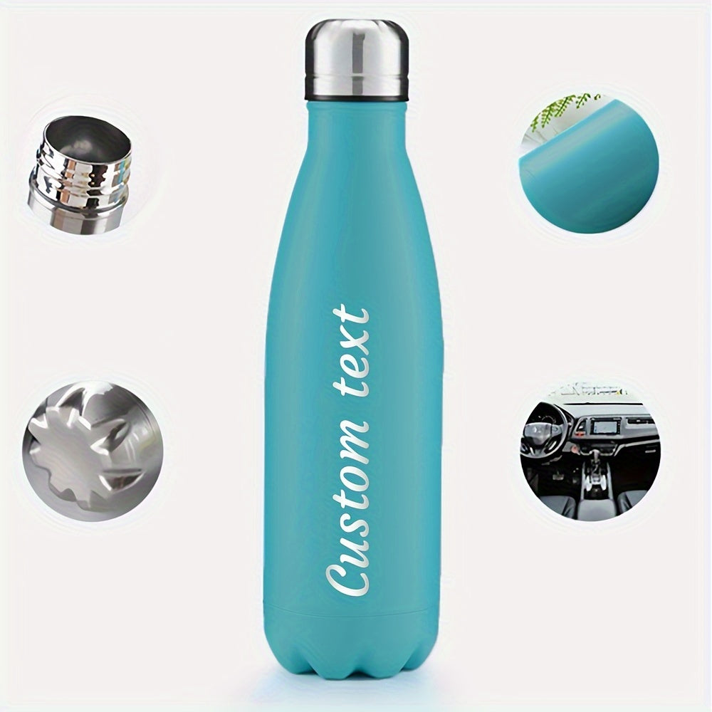 Customized 500ml stainless steel water bottle with leak proof and BPA-free design is perfect for on-the-go hydration. Hand wash recommended.