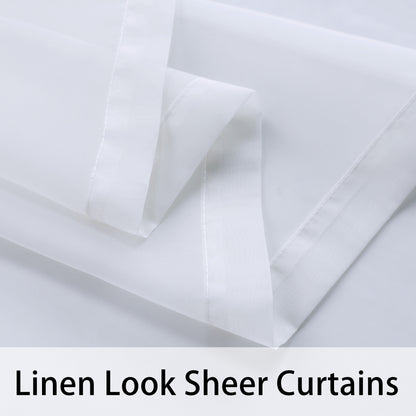 Set of 2 Sheer Curtain Panels, Rod Pocket Voile Sheer Drapes for Living Room/Bedroom - 2 Pieces