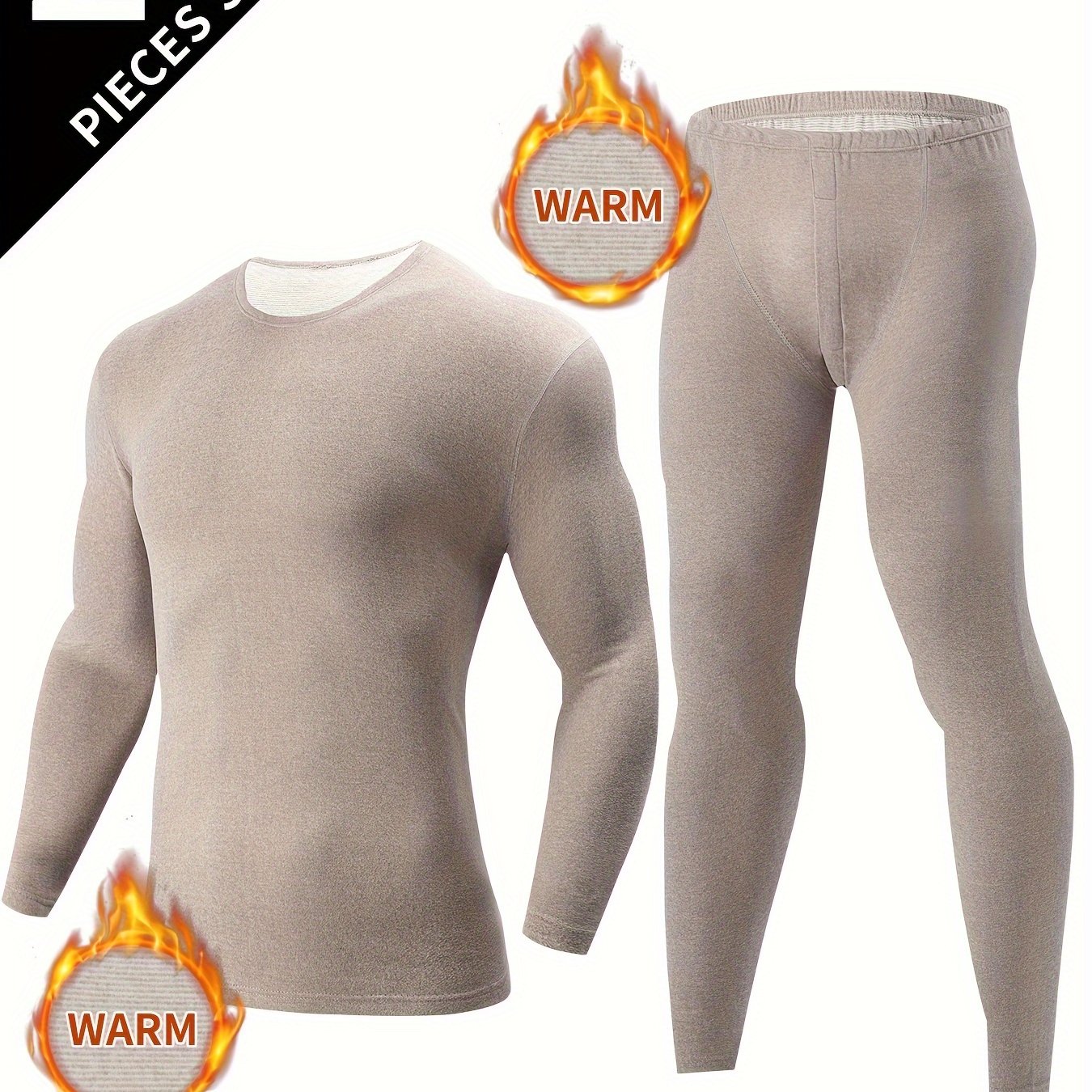 Men's Thermal Underwear Set for Autumn/Winter - Slim Fit Long Sleeve Top and Bottom - Soft, Comfortable, Warm