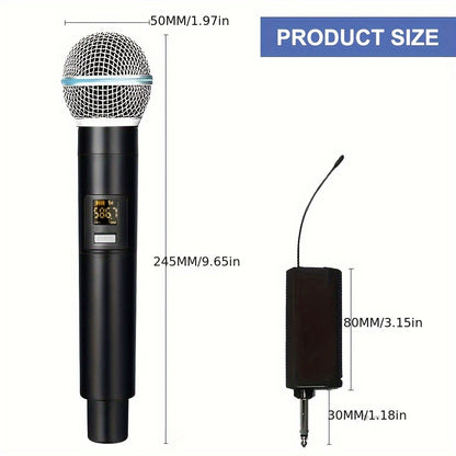 UHF professional handheld dynamic microphone with receiver for amplifier PA system, perfect for karaoke and Eid Al-Adha celebrations.