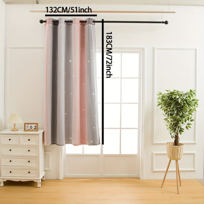 Stylish Sheer Curtain with Gray Gradient Star Pattern - Grommet Top, Easy to Clean for Living Room & Bedroom Décor