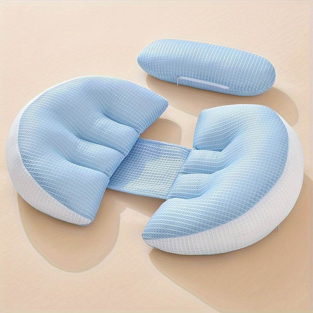 U-shaped Pregnancy Pillow for Side Sleeping Support with Waist and Abdominal Cushion - Perfect for Pregnant Women Throughout All Seasons.