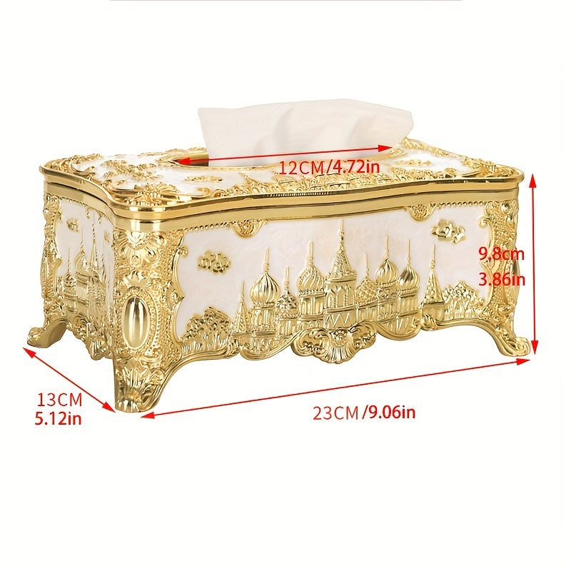 1PC Rose Relief Tissue Box with Luxurious Design for Household or Commercial Use in Living Room, Dining Area, KTV, Hotel, Bar, or Bathroom