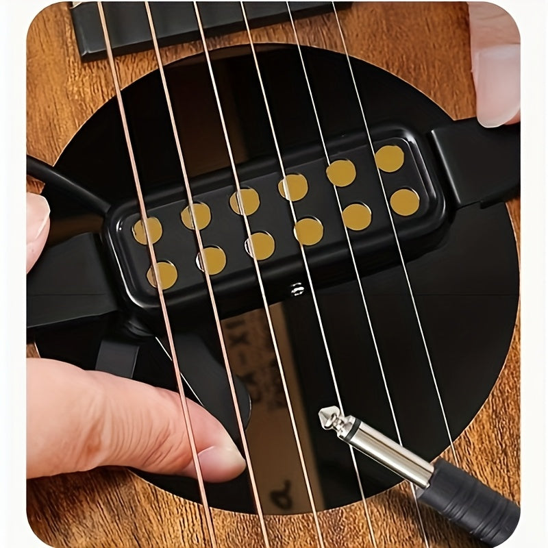 Black Alloy Clip-On Guitar Pickup with 12-Hole Magnetic Sensor - No Battery Needed