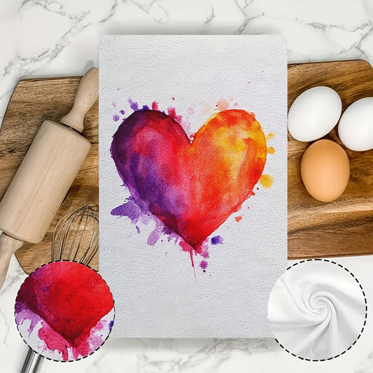 2 pieces of ultra soft kitchen towels with a Valentine's Day color heart design. These highly absorbent dish hand towels are perfect for holiday decor. They are machine washable and measure 16x24 inches. Code: 2KYSYS1217472