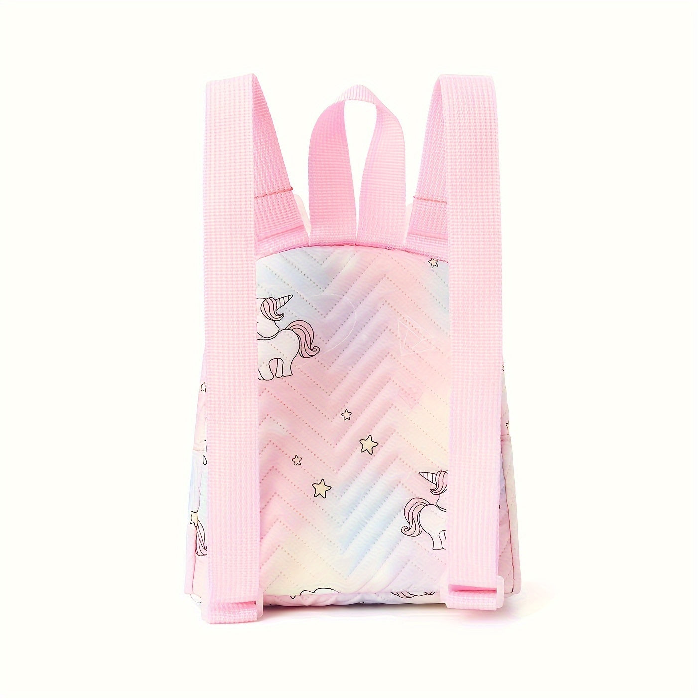 1pc Cute Pink Unicorn Backpack with Adjustable Straps - Waterproof PU Material, Stain-Resistant & Lightweight Design for School, Commuting, Travel - Cartoon Unicorn & Star Pattern, Daypack