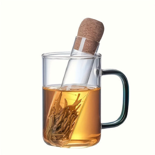 A one-of-a-kind tea filter made of glass, designed for infusing fruit teas. This reusable tea test tube brewer is perfect for separating tea leaves from water, allowing for easy infusion. Ideal for a variety of teas including black, green, fruit, and