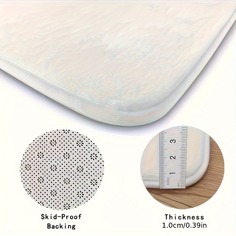 One piece of the "Welcome" Floral Anti-Fatigue Doormat is available. It is non-slip, absorbent, and machine washable with a double-lock edge. Ideal for use in kitchens, hallways, laundry rooms, and entrances, this soft crystal velvet mat weighs 830g/m²