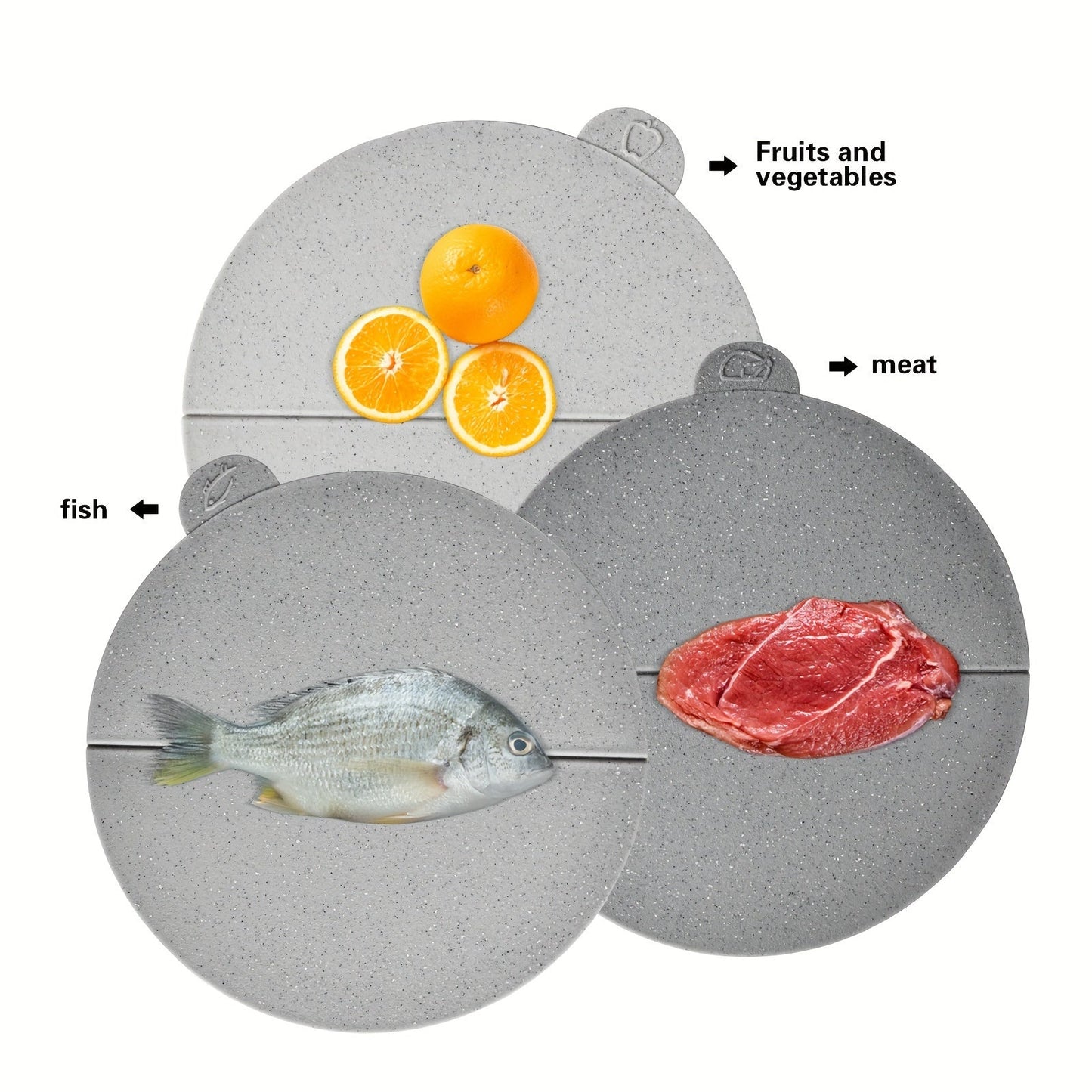 3-Piece Multifunctional Kitchen Tool Set: Foldable Chopping Board Set with Stand, Made of Plastic and TPR Material, Food Contact Safe, Includes Boards for Meat, Fish, Fruits & Vegetables