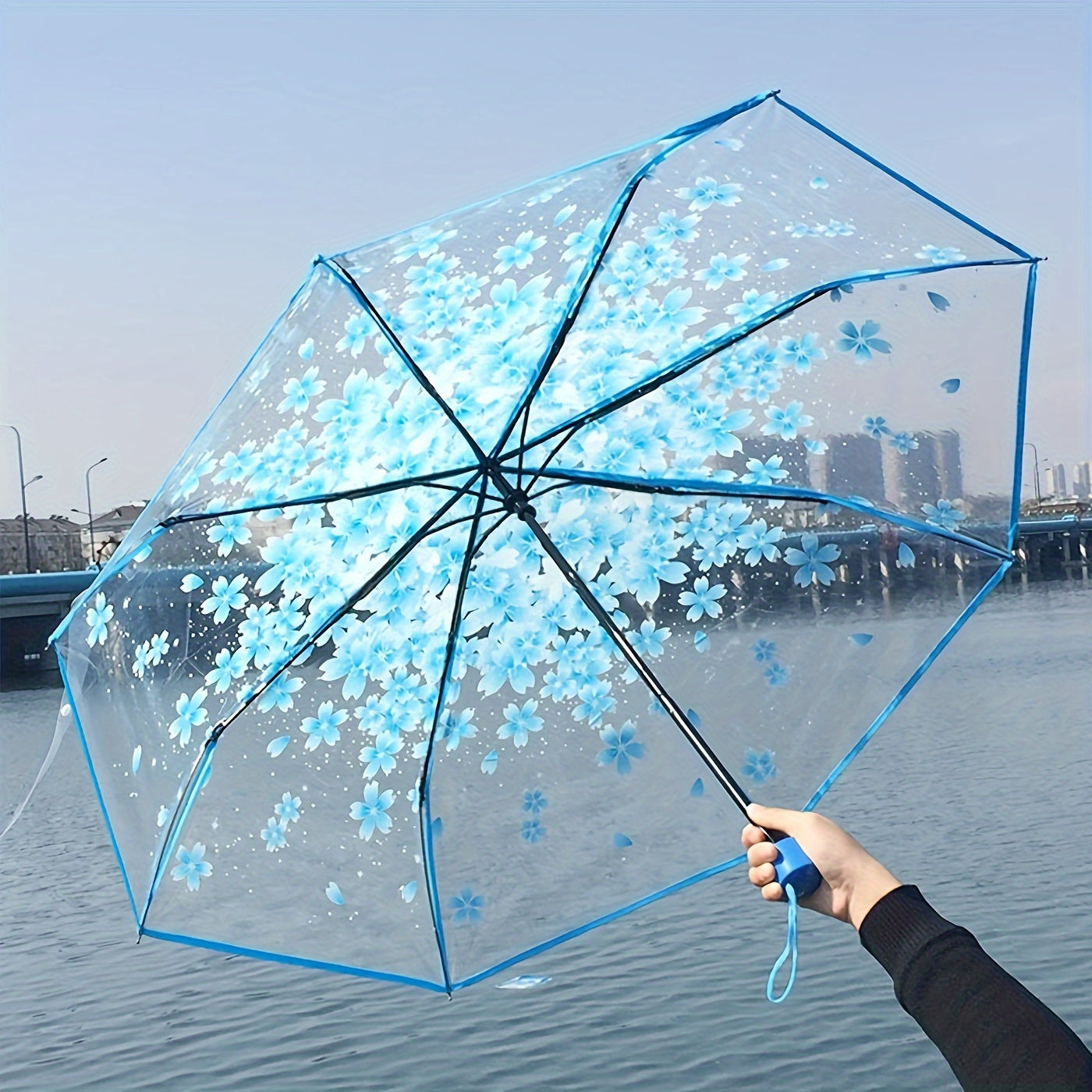 1-piece foldable clear outdoor umbrella, cute design.