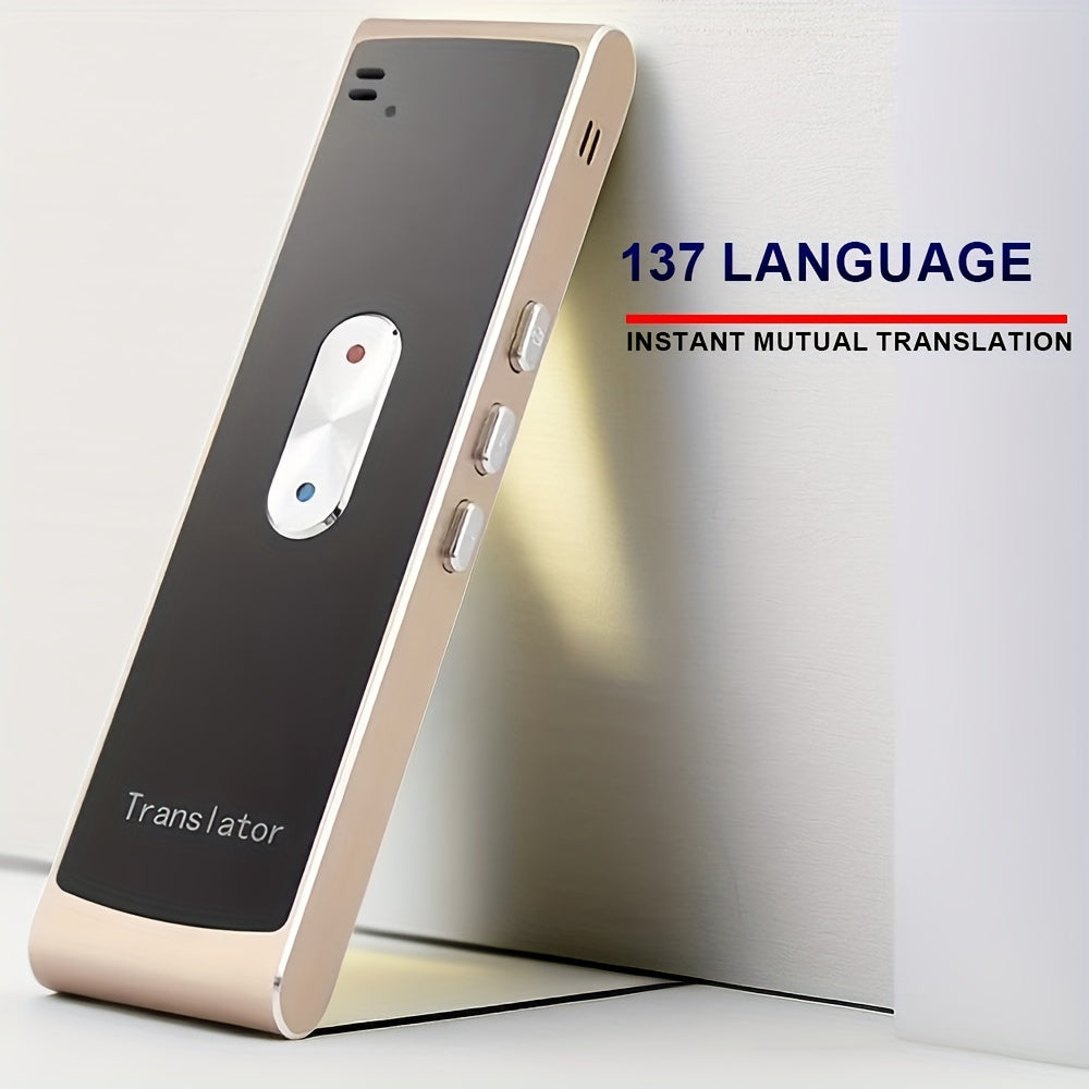 Real-Time 2-Way Voice Translator with 137 Language Support, USB Rechargeable, Wireless for Travel, Learning, Business, and Chat Recording.