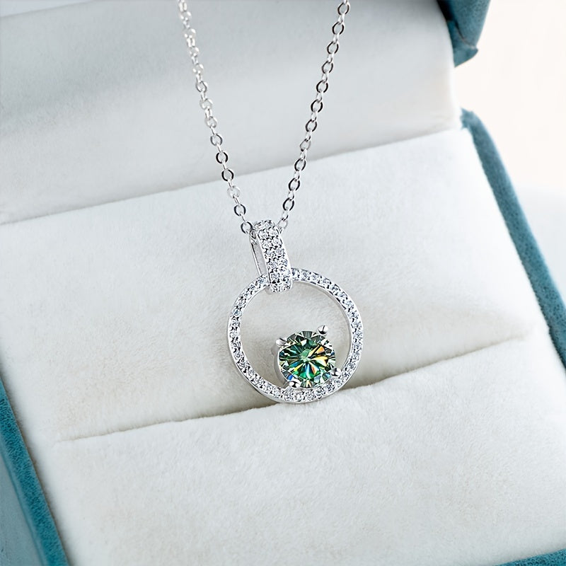 1 set of Moissanite jewelry including a necklace with a 1 carat stone and 2 earrings with 0.5 carat stones. Made of 925 sterling silver and available in multiple colors. Perfect for weddings, comes with a certificate and gift box.