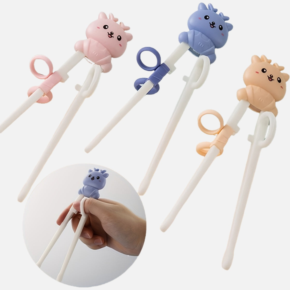 Cute cartoon animal training chopsticks for easy, non-slip, durable grip - great for beginners and everyday use. Ideal for holidays.