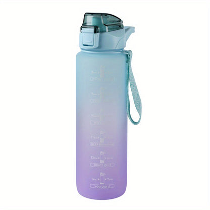 Rainbow 32 Oz/1 Liter Water Bottle with Time Marker, Portable Rope, and Straight Drinking Design. A Motivational Gift.