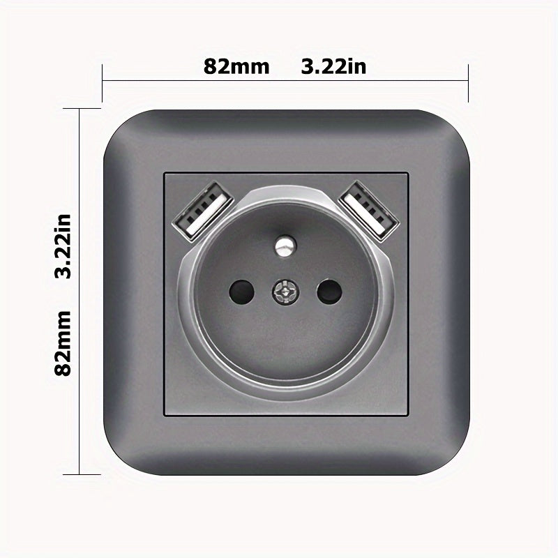 EU Standard 16A Wall Power Socket with USB Port, Type-C, and Flame Retardant Panel in Black/White/Grey - Ideal for Home Appliances, Rounded Edge Design.