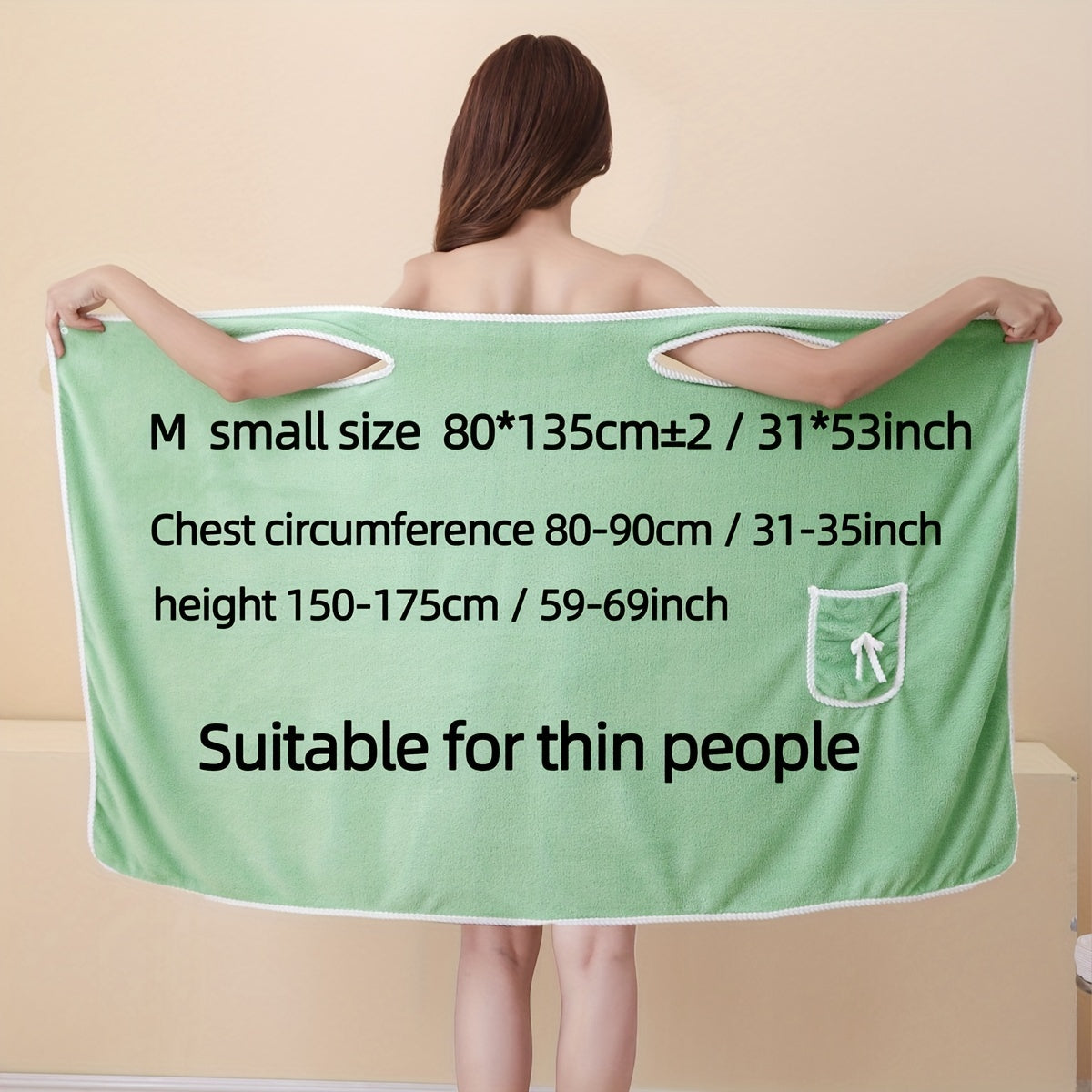 1pc Women's Wearable Bath Towel with Pocket, Comfortable & Absorbent, Versatile & Adjustable, Bathroom and Home Essentials