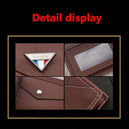 Men's fashion wallet made of soft faux leather with a large capacity, portable credit card case. It is black with contrast detail and can be hand washed or dry cleaned. Great gift for men.