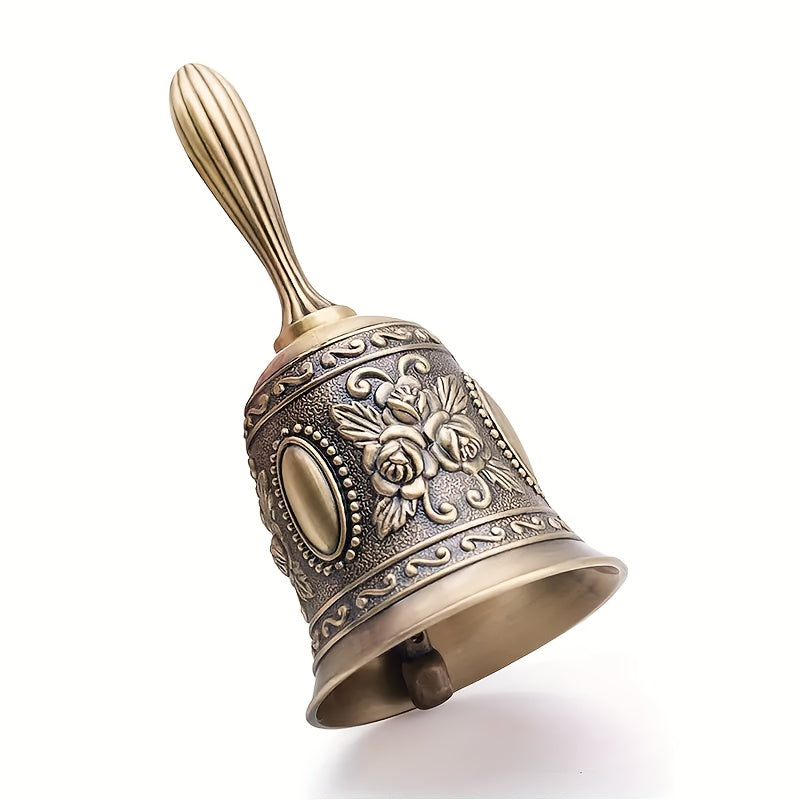 1pc Elegant Antique Brass Handbell for Wedding, Eid Mubarak, and Traditional Celebrations - Tan