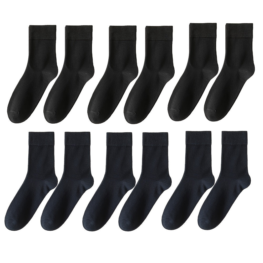 6 pairs of unisex cotton crew socks with loose-mouthed design for breathability and sweat absorption, offering soft and comfortable wear for both men and women. Trendy for business or