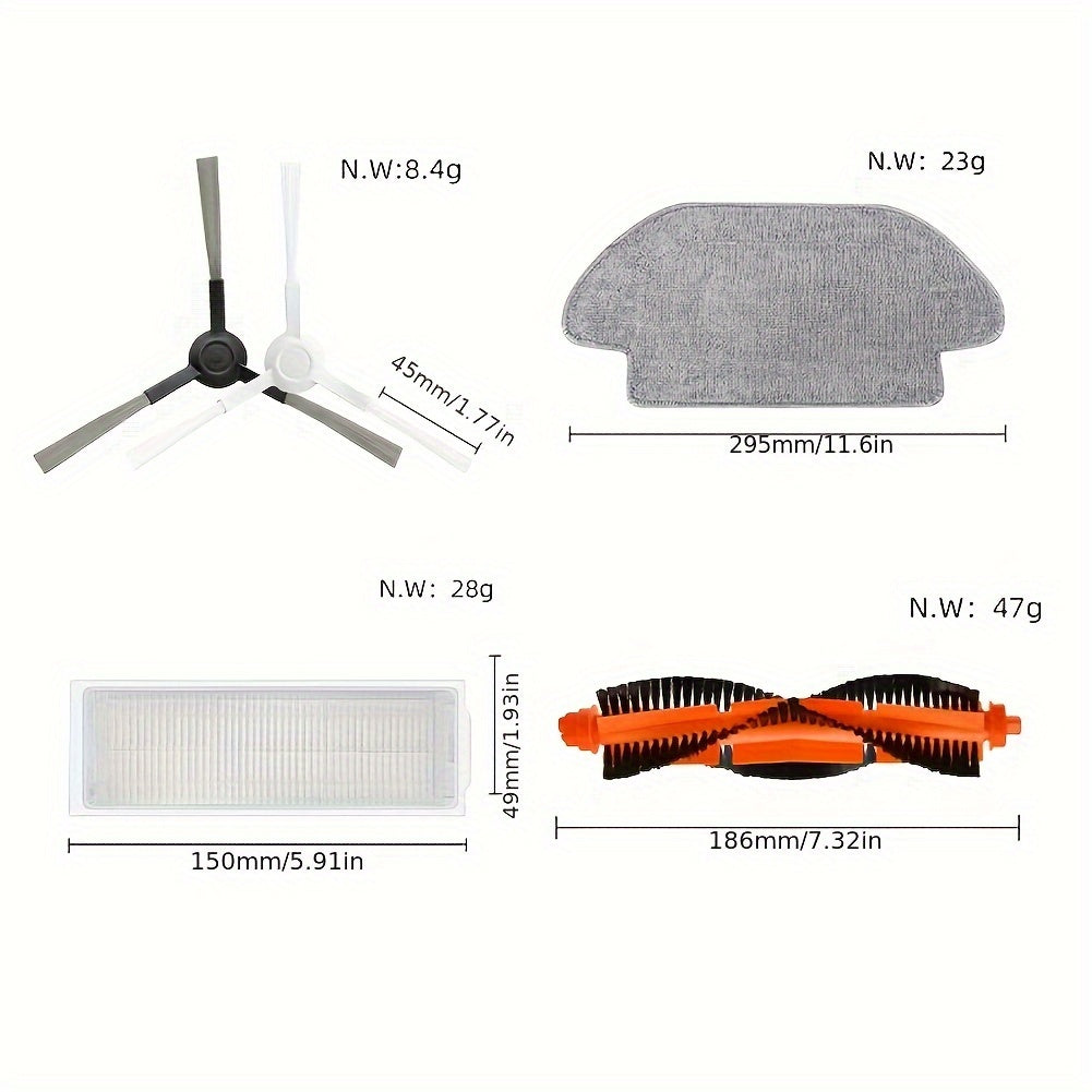 Choose from sets of 2, 4, or 8 pieces for your Xiaomi Mi Robot Vacuum Mop 2S, Mop P, Mop Pro, XMSTJQR2S, and STYTJ02YM. These replacement parts include main side brush, HEPA filter, and mop.