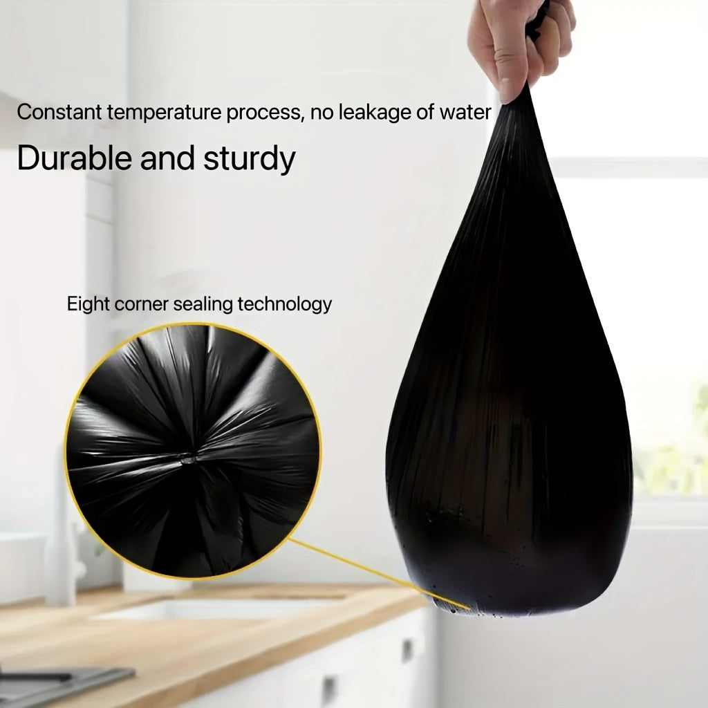 100-Pack of High-Quality Thick Polyethylene Trash Bags for Various Areas of the Home - Living Room, Bedroom, Bathroom, Toilet, Kitchen. These Disposable Garbage Bags are Black, Large in Size, and are Durable for Handheld Trash Cans.