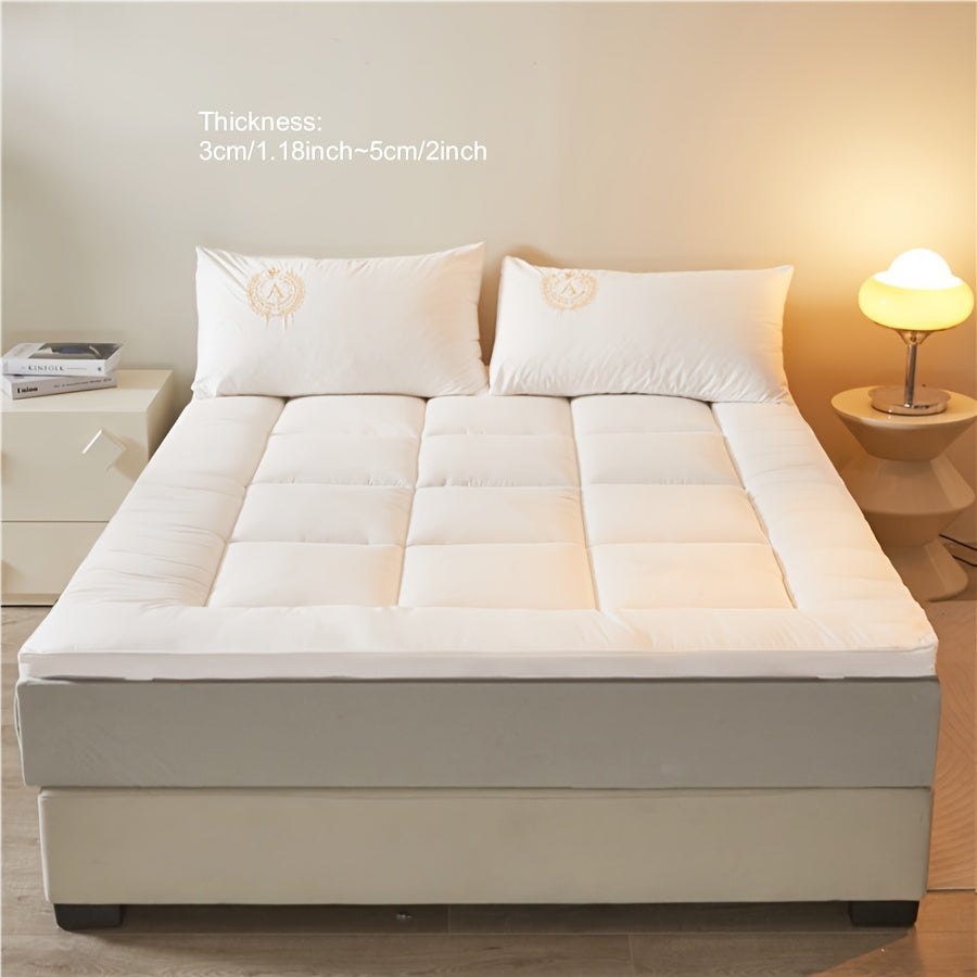 Luxurious Quilted Cooling Mattress Topper - Soft & Breathable Down Alternative, Fits Mattresses 8" to 20", Securely Stays in Place with Elastic Band, Easy to Clean, Perfect for Year-Round Comfort, White