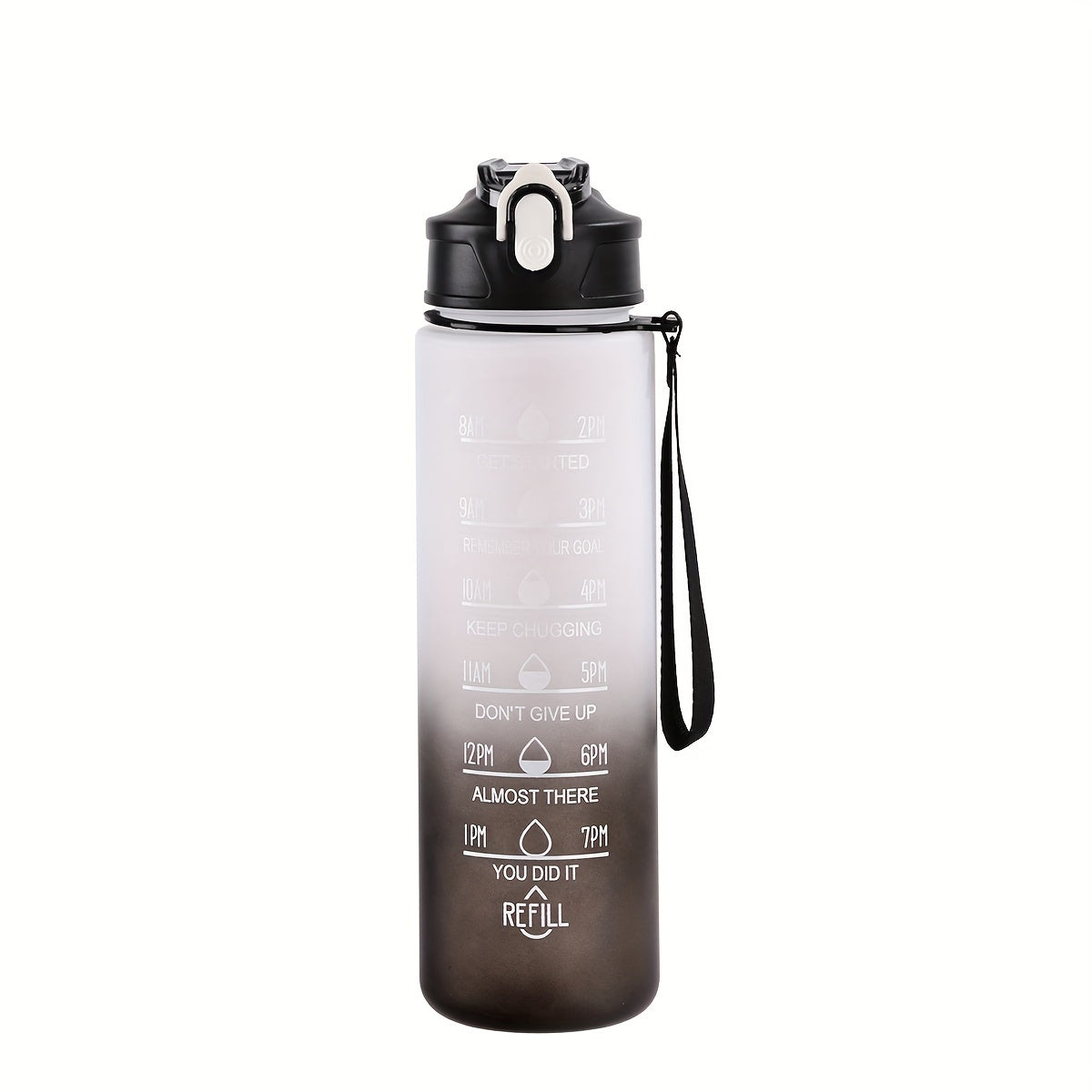 Motivational water bottle for outdoor activities, fitness, and gifts.