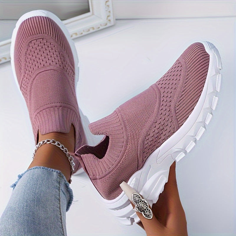 Breathable mesh slip-on sneakers for women with thick sole, lightweight and comfortable for all seasons.