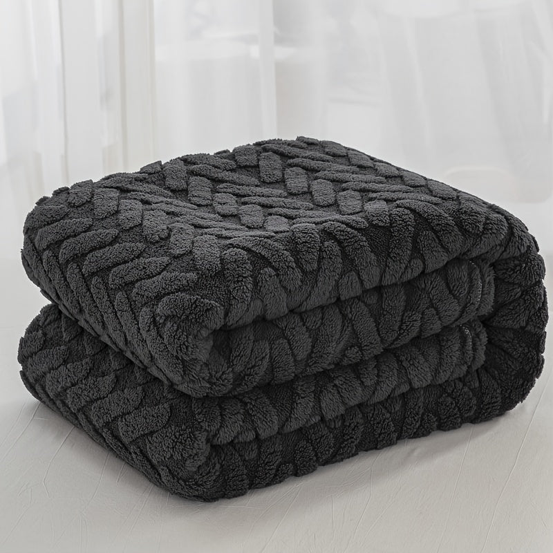 A stylish contemporary geometric-patterned taffeta blanket, weighing 250-300gsm and designed for multiple uses such as traveling, covering sofas, beds, or as home decor. This heavy-duty throw is machine washable and perfect for all seasons, making it an