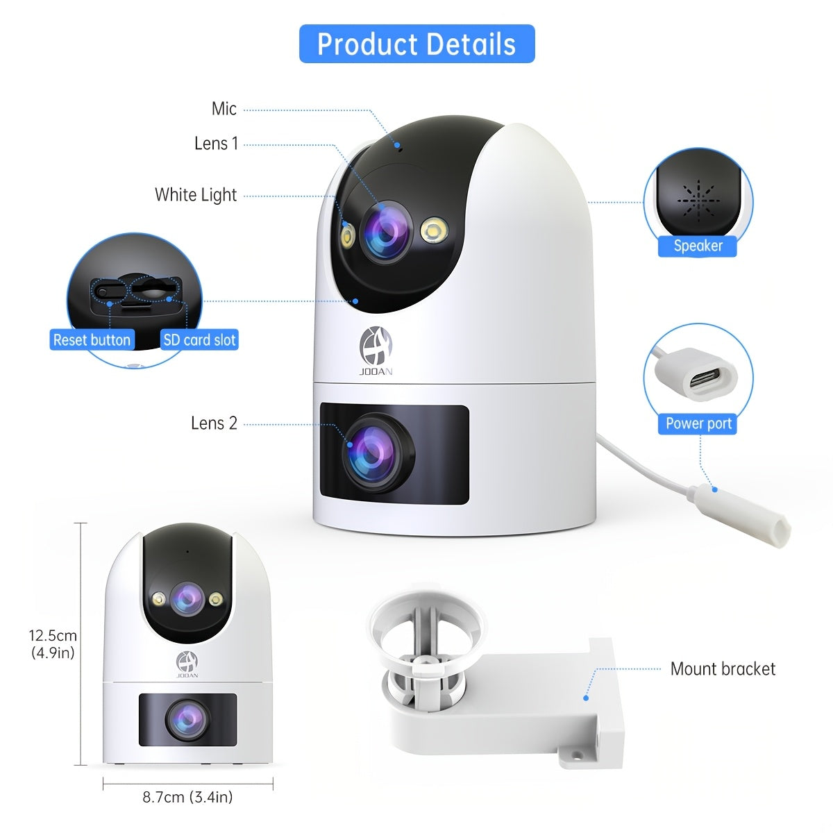 Experience the JOOAN Dual-Band 5G/2.4GHz & Pet Monitor Camera: App-Controlled, Motion Tracking, Voice Calls, Spotlight & Alarm Features for Indoor Home Security. Enjoy a 360° View, 2-Way Audio, and Color Night Vision.