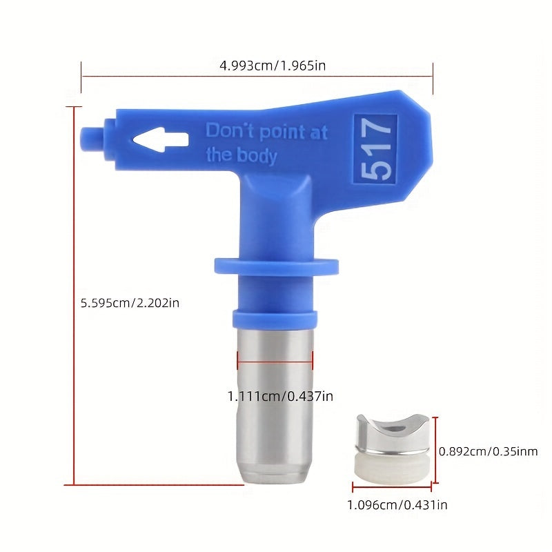 1 шт. Высокопроизводительная синяя насадка безвоздушного краскораспылителя - Точная подача для различных поверхностей, прочный пластиково-металлический дизайн, не требует электроэнергии.