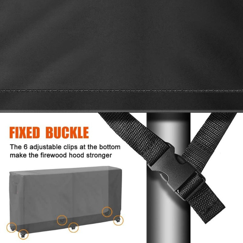 Protect your firewood with the 1pc DuraGuard Waterproof Firewood Cover featuring a lid and tote bag. Made of UV, snow, and wind resistant polyvinyl chloride, this outdoor firewood protector is perfect for fireplaces, fire pits, and wood pile storage