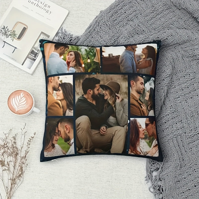 Customize your own photo cushion cover! Made from durable polyester material with a single-sided print, this cover is perfect for couples, pets, holiday celebrations, life milestones, Halloween, and Christmas gifts. Each cover measures 45.72x45.72 cm.