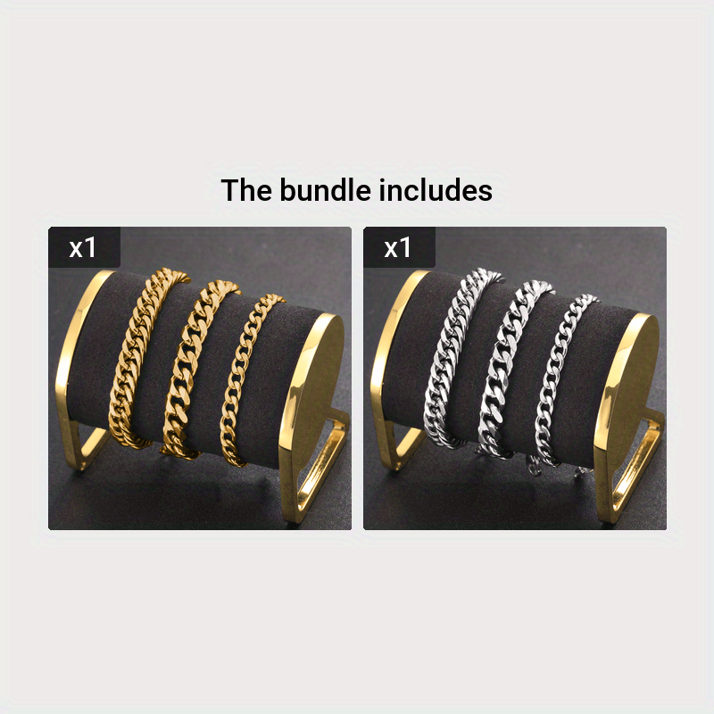 Three stainless steel chain bracelets for men