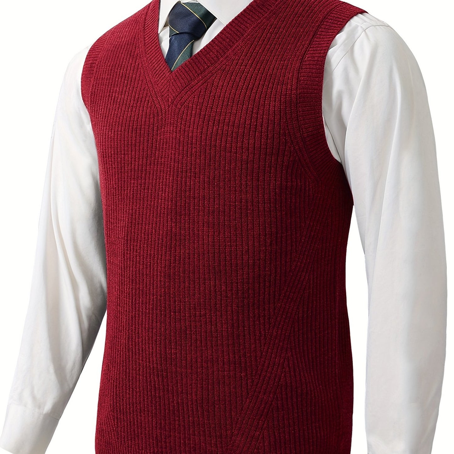 Sleeveless V-Neck Knitted Sweater Vest for Men