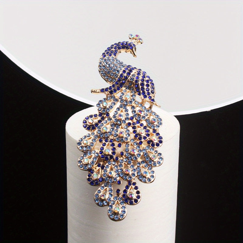 Elegant Clothing Accessory: Vintage-Inspired Rhinestone Peacock Brooch in Unique Shape