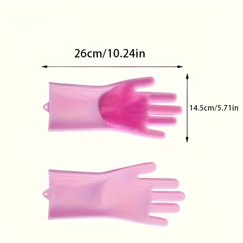 Pair of Silicone Dishwashing Gloves, Strong & Waterproof Cleaning Gloves with Antibacterial Properties, Safe for Household Use, Lead-Free, Suitable for Both Hands